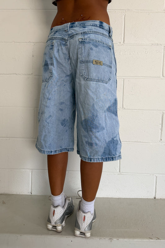 WRANGLER light denim patchy shorts ★ Estimated small