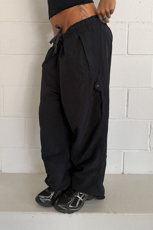 NIKE black side button track pants ★ Size small-large