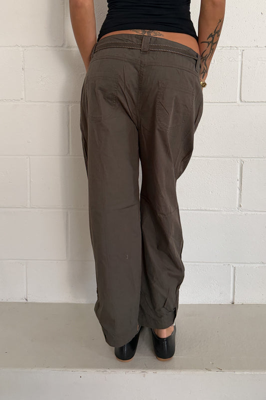 Khaki tie around waist capris ★ Size est small