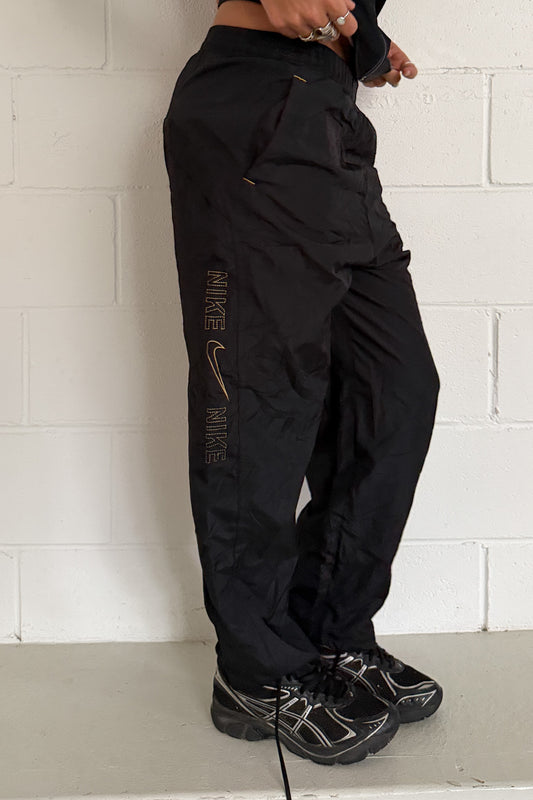 NIKE black + gold side logo track pants ★ Size est xs