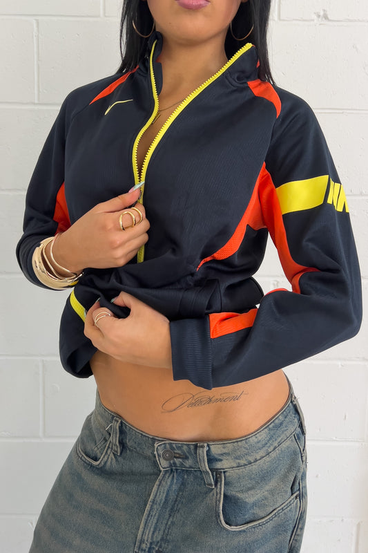 NIKE black + orange yellow track jacket ★ Size labelled medium