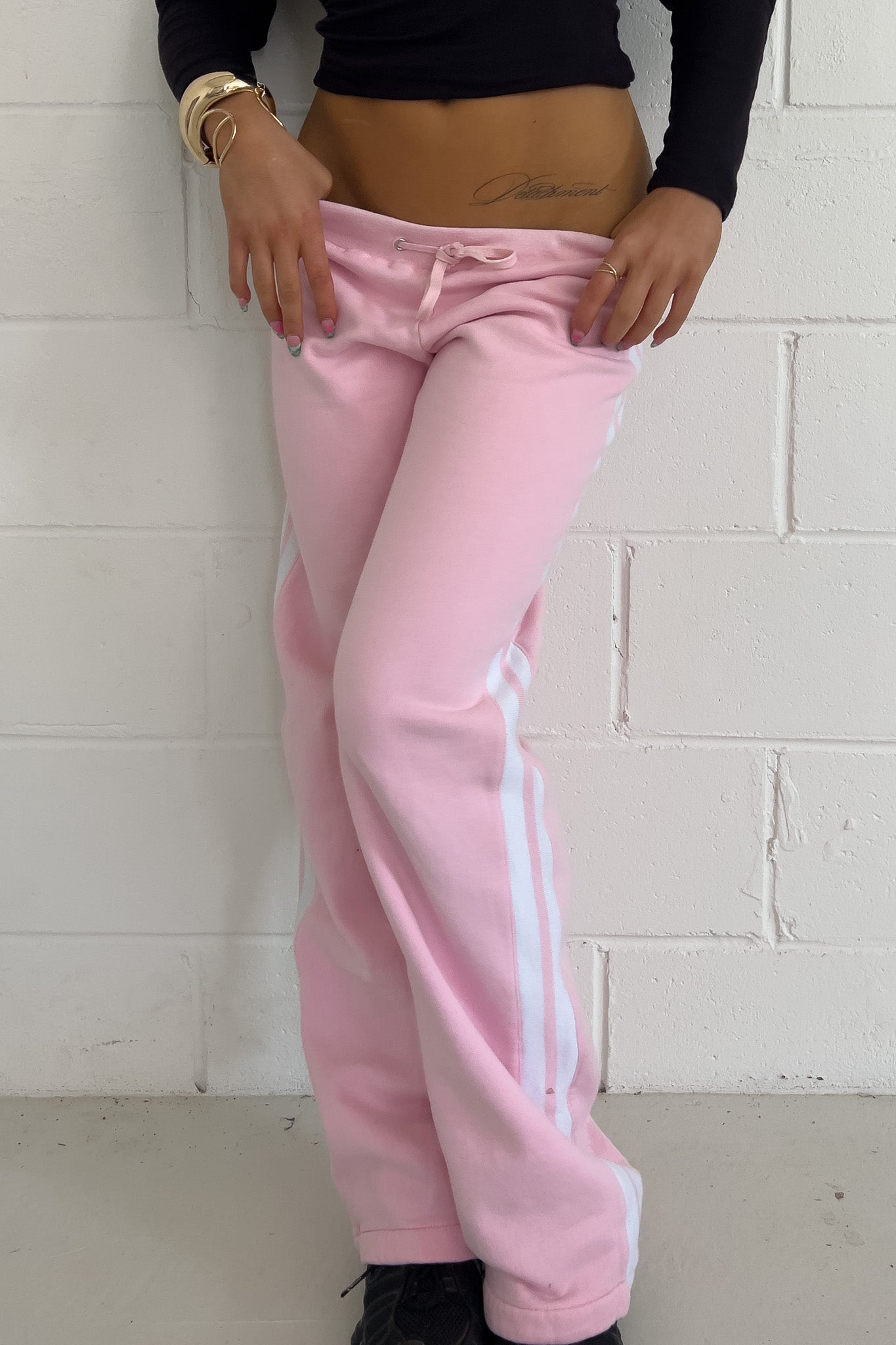 JUICY COUTURE pink + white stripe track pants ★ Size large