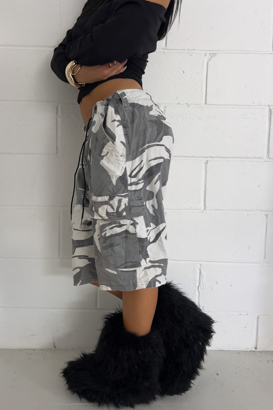 WRANGLER grey + white camo shorts ★ One size (Adjustable drawstring)
