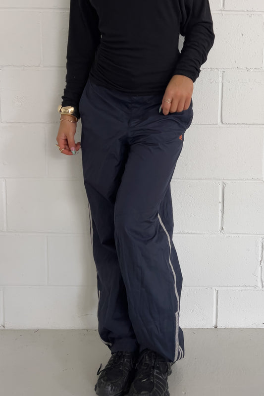 ADIDAS navy + orange logo track pants ★ Size est small