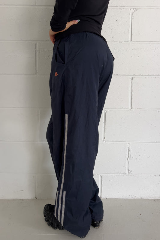 ADIDAS navy + orange logo track pants ★ Size est small