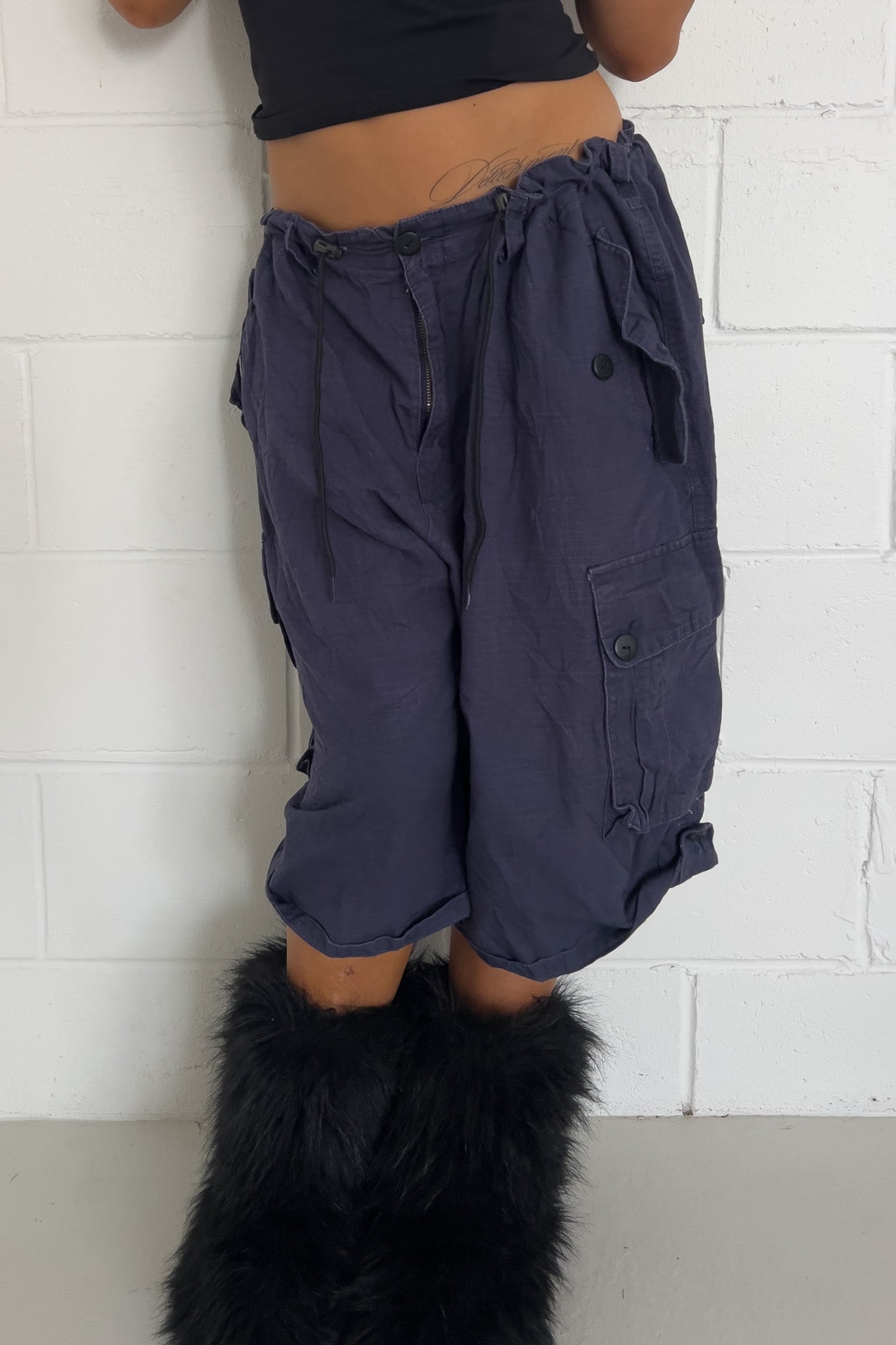 ROCWEAR navy plaid shorts ★ One size adjustable waist