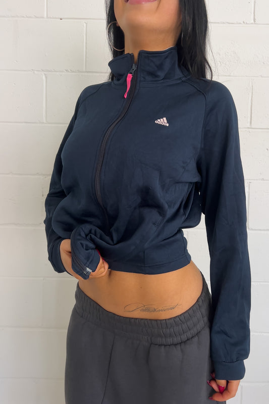 ADIDAS navy + pink logo track jacket ★ Size labelled medium