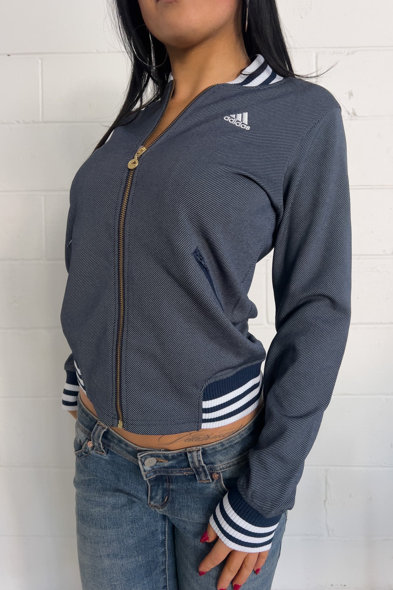 ADIDAS blue + white track jacket ★ Size est small