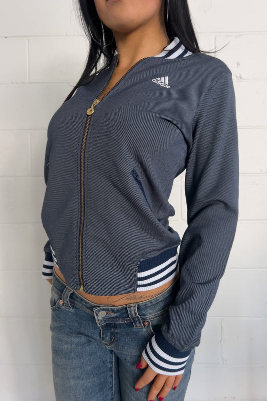 ADIDAS blue + white track jacket ★ Size est small