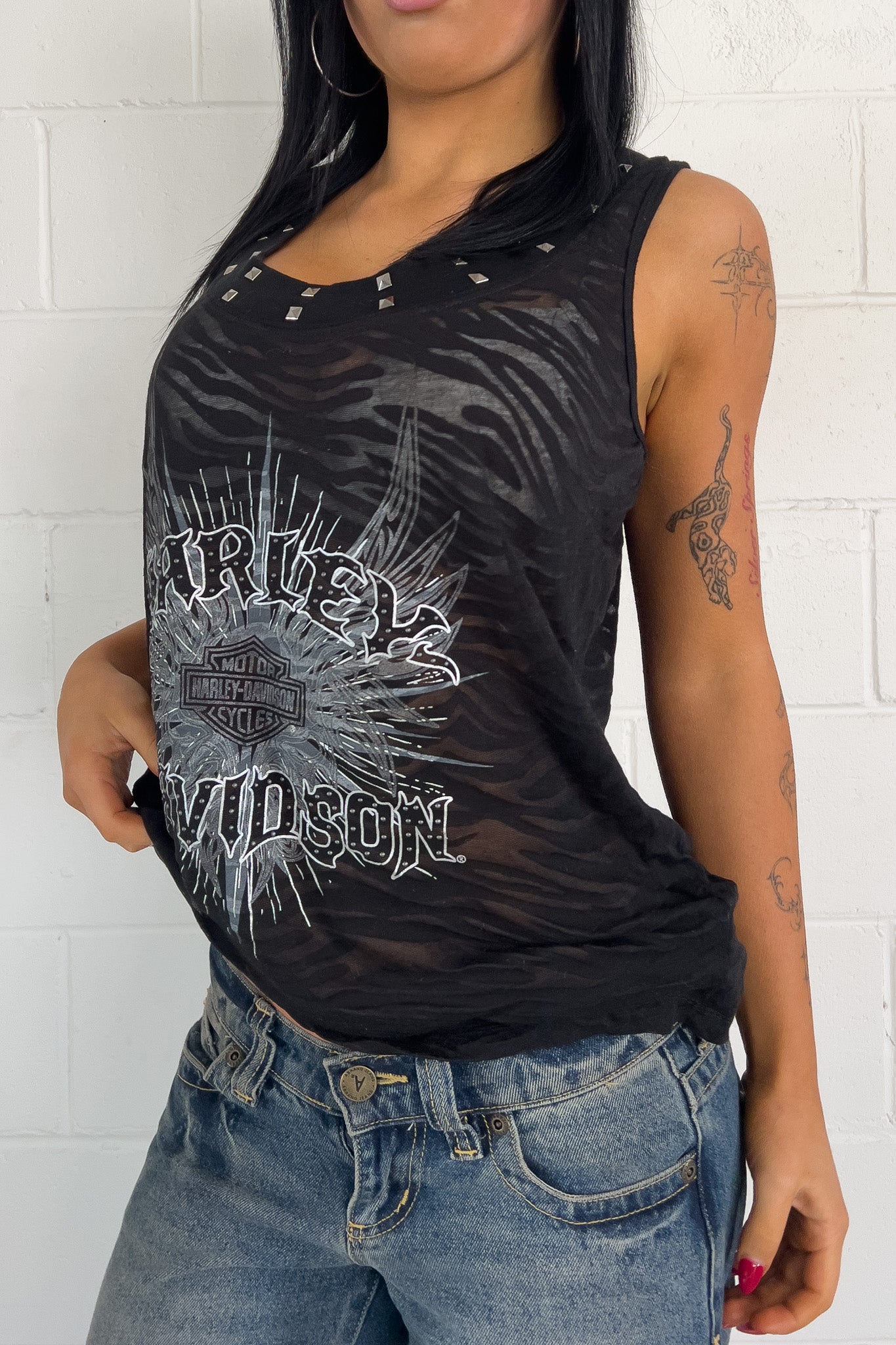 HARLEY DAVIDSON black + silver tank ★ Size est medium/large
