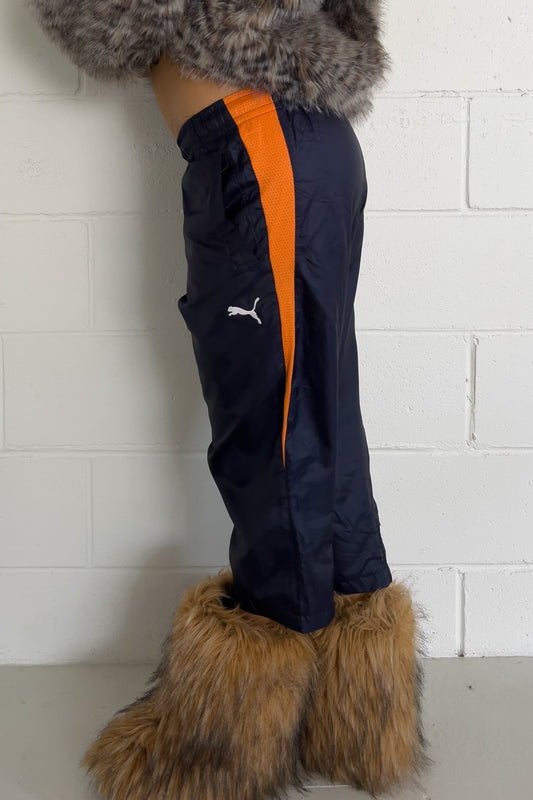 PUMA navy + orange track capris ★ Size est small (Adjustable drawstrings)