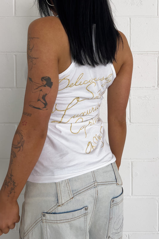 OH MY GOD white graphic tank ★ Size est medium