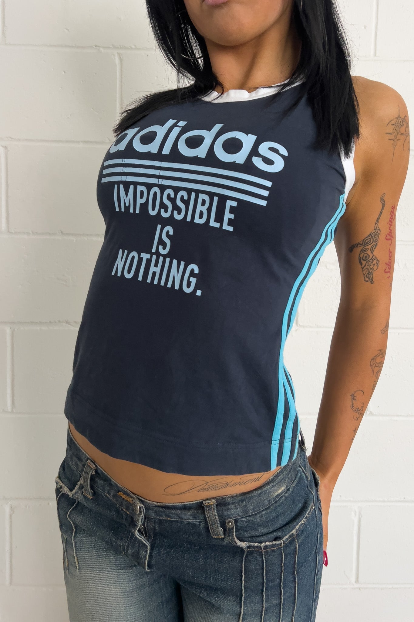 ADIDAS navy + blue tank ★ Size labelled medium