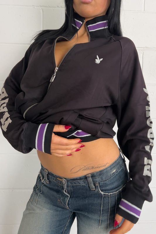 PLAYBOY purple & black zip up jacket ★ Size 3L