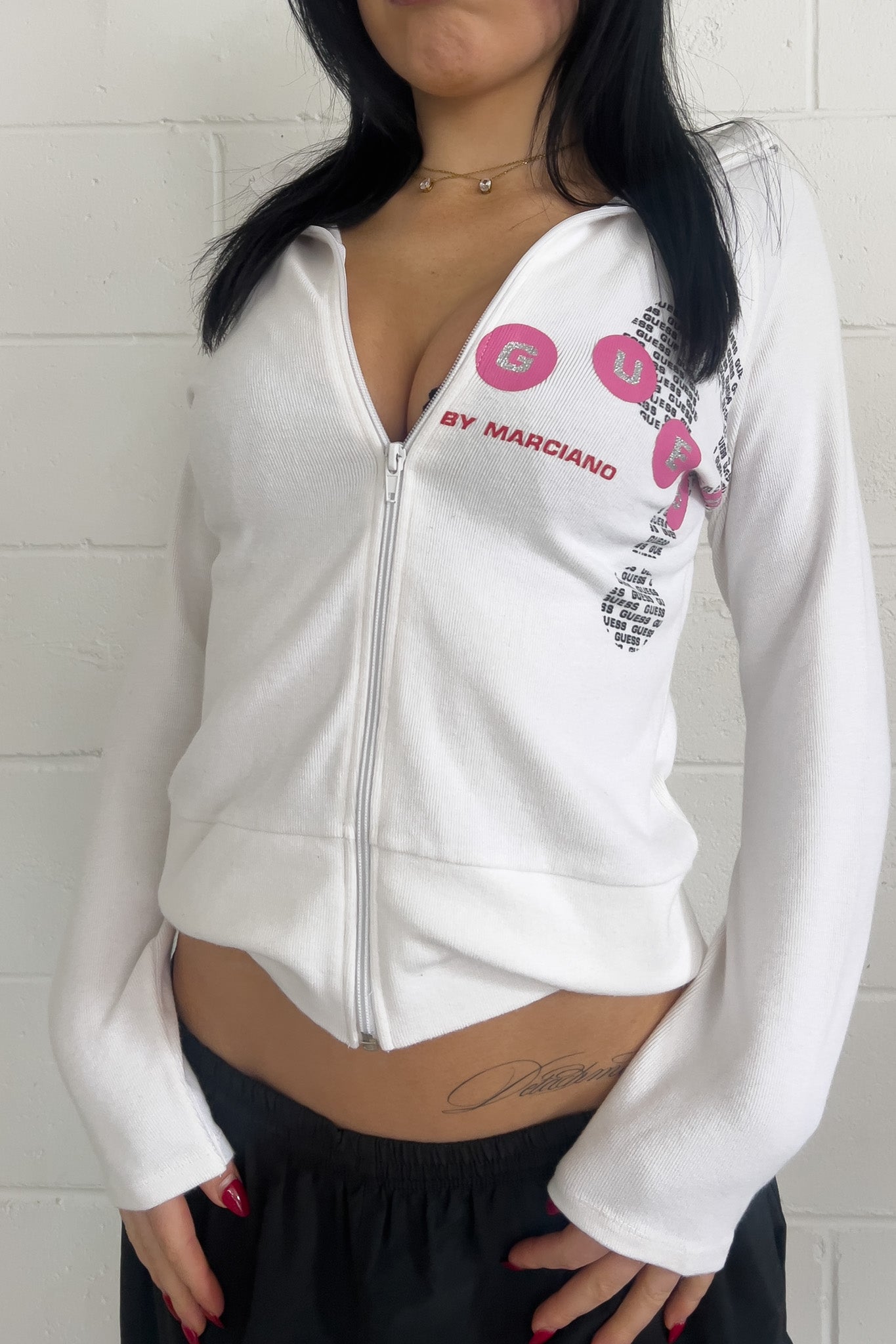GUESS white + pink jacket ★ Size est medium