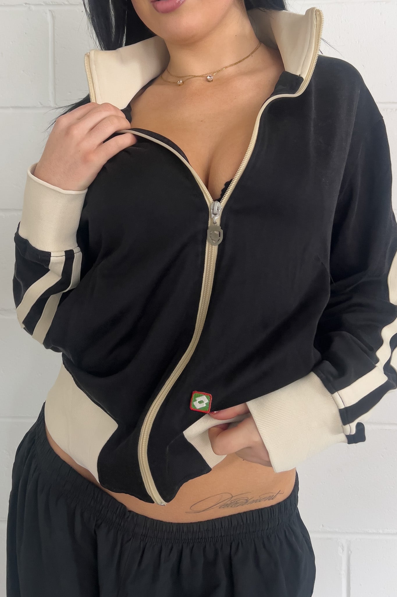 LOTTO black + cream track jacket ★ Size labelled medium