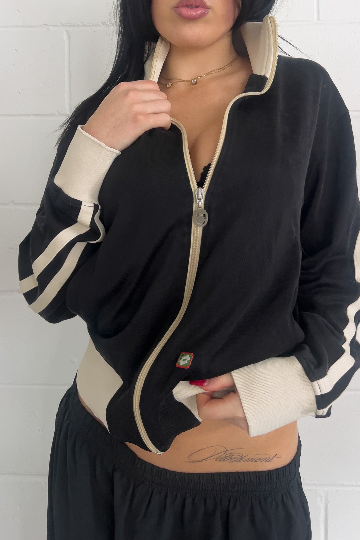 LOTTO black + cream track jacket ★ Size labelled medium