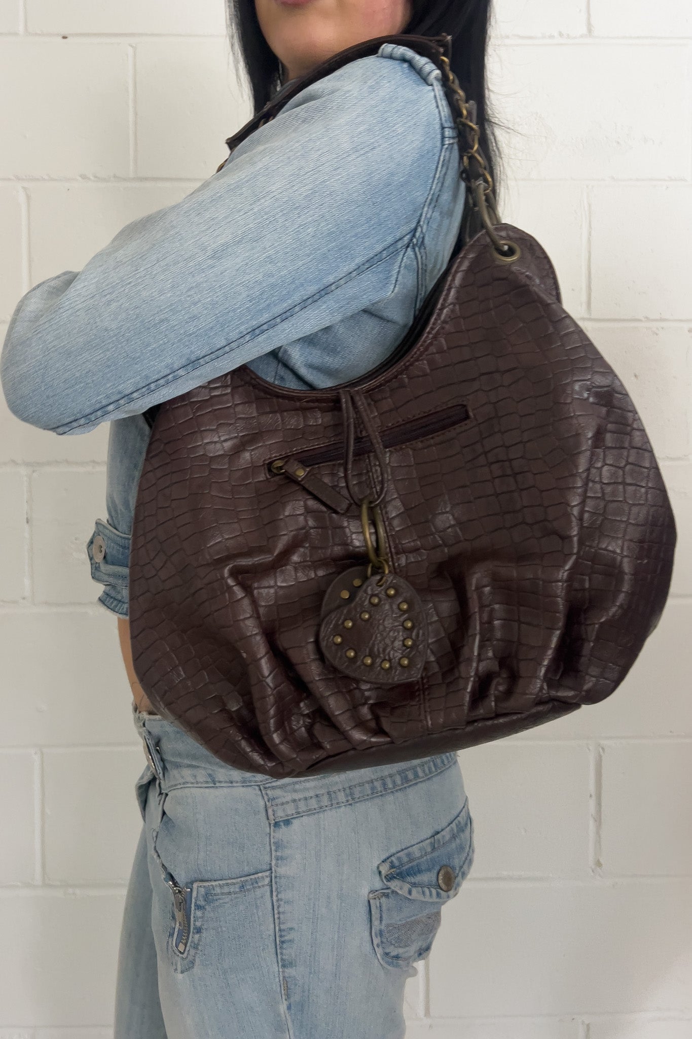 Brown detailed leather bag ★