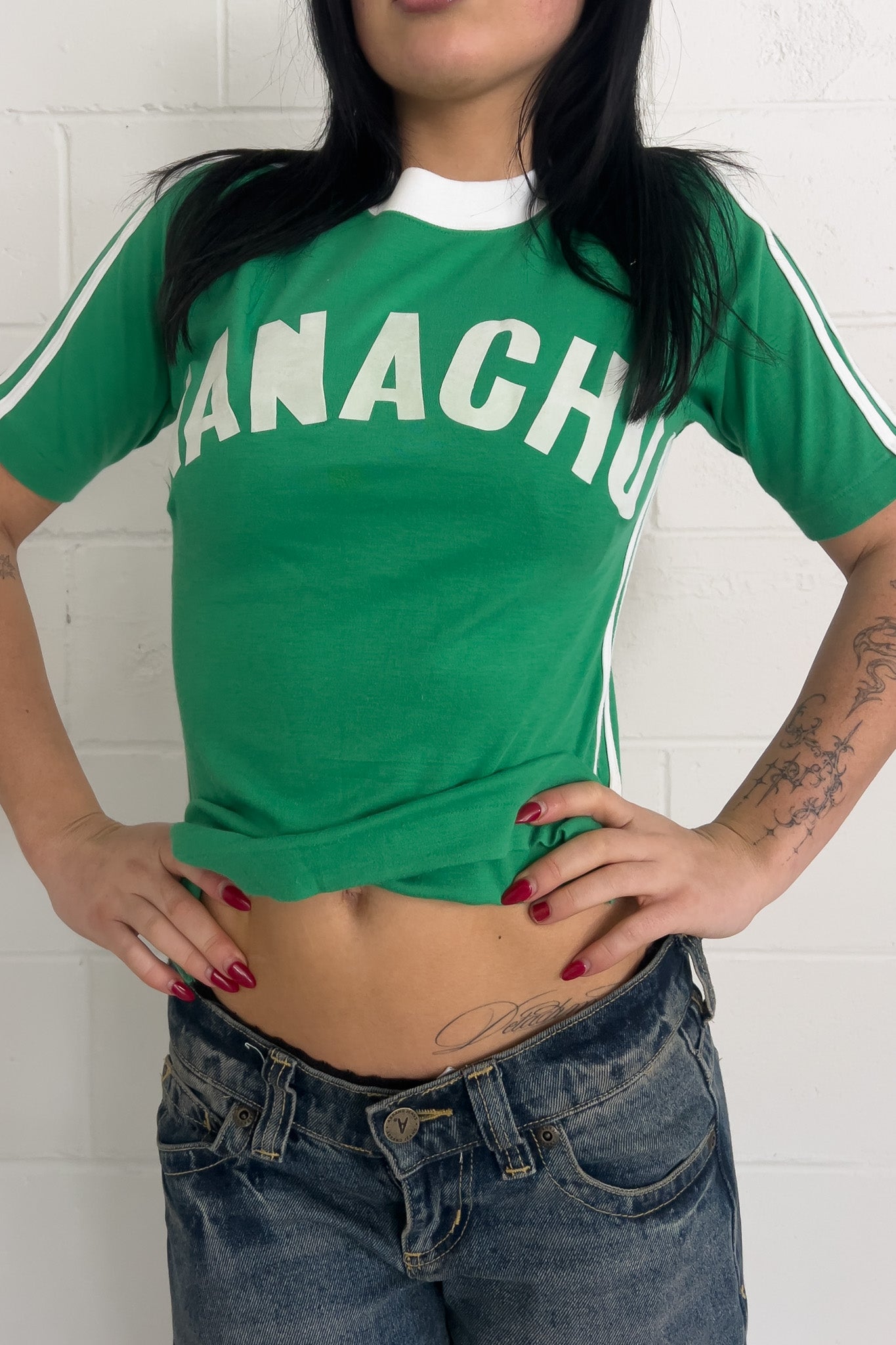 PRIMA green "nanachu" tee★ Size labelled small