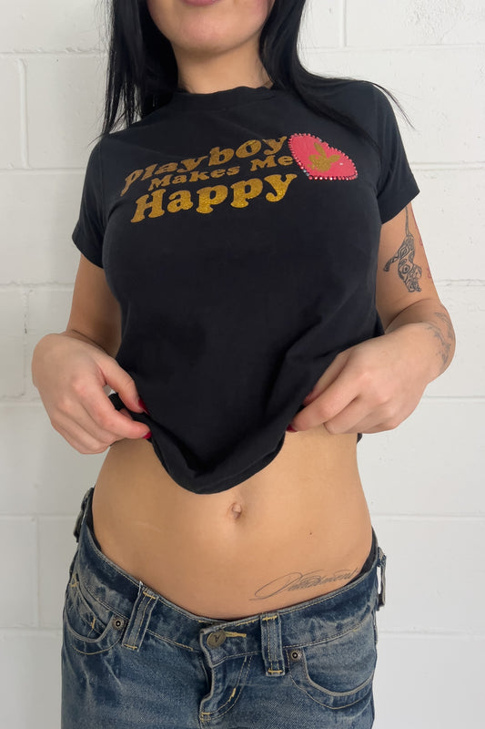 PLAYBOY 'Makes me happy' T-Shirt ★ Size medium