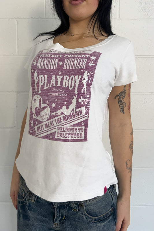 PLAYBOY pink 'PARTY ALL THE TIME' graphic T-Shirt ★ Size large