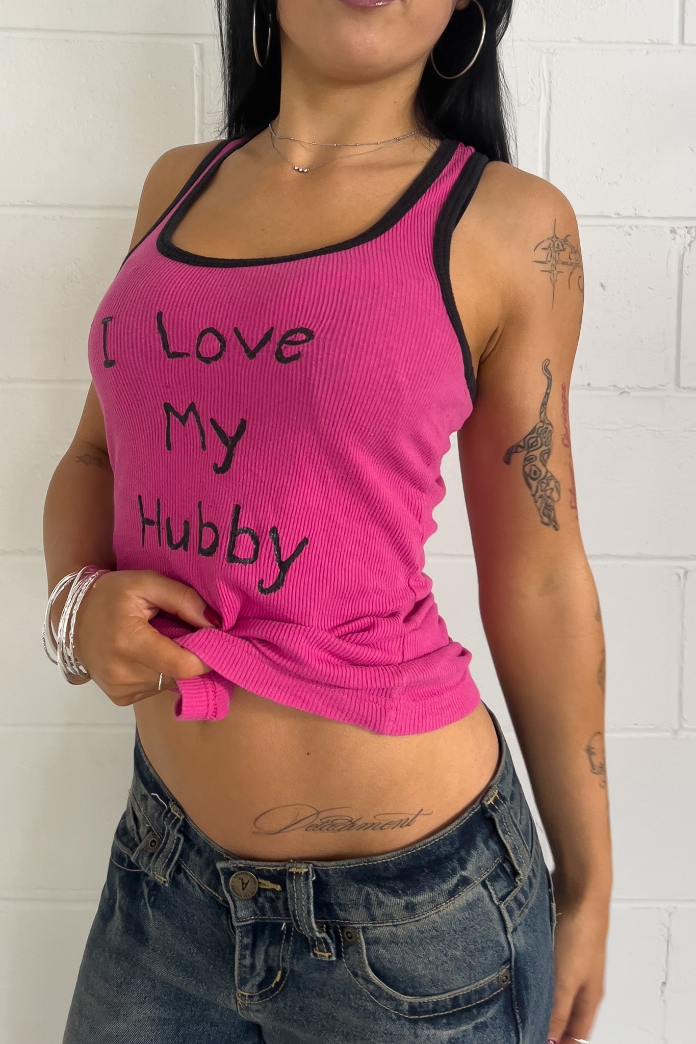 Hot pink "i love my hubby" tank ★ Size labelled small