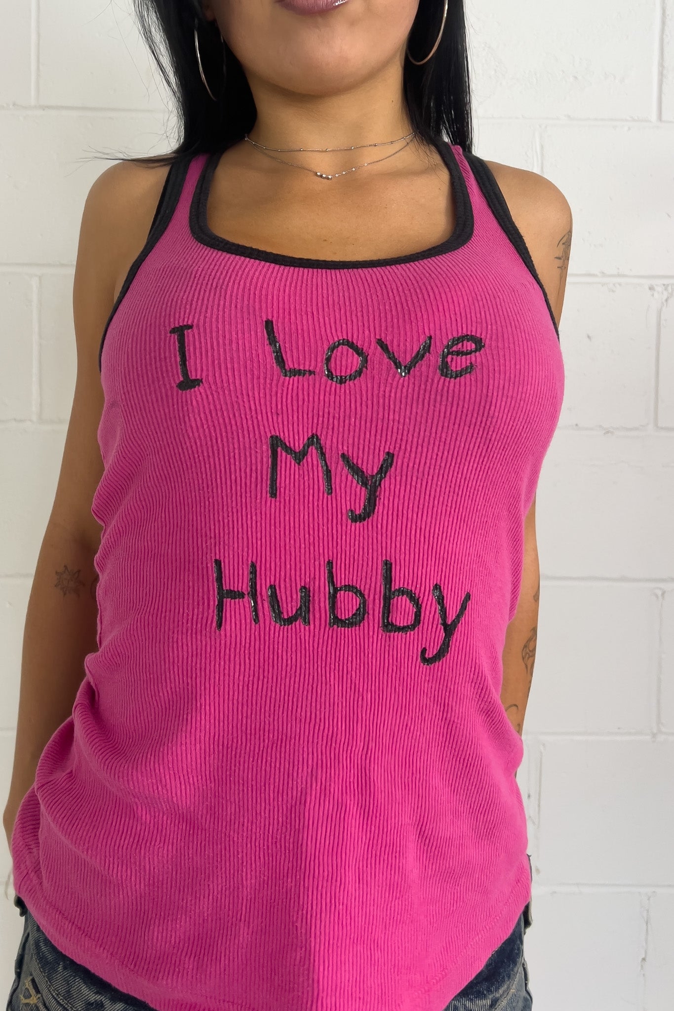 Hot pink "i love my hubby" tank ★ Size labelled small