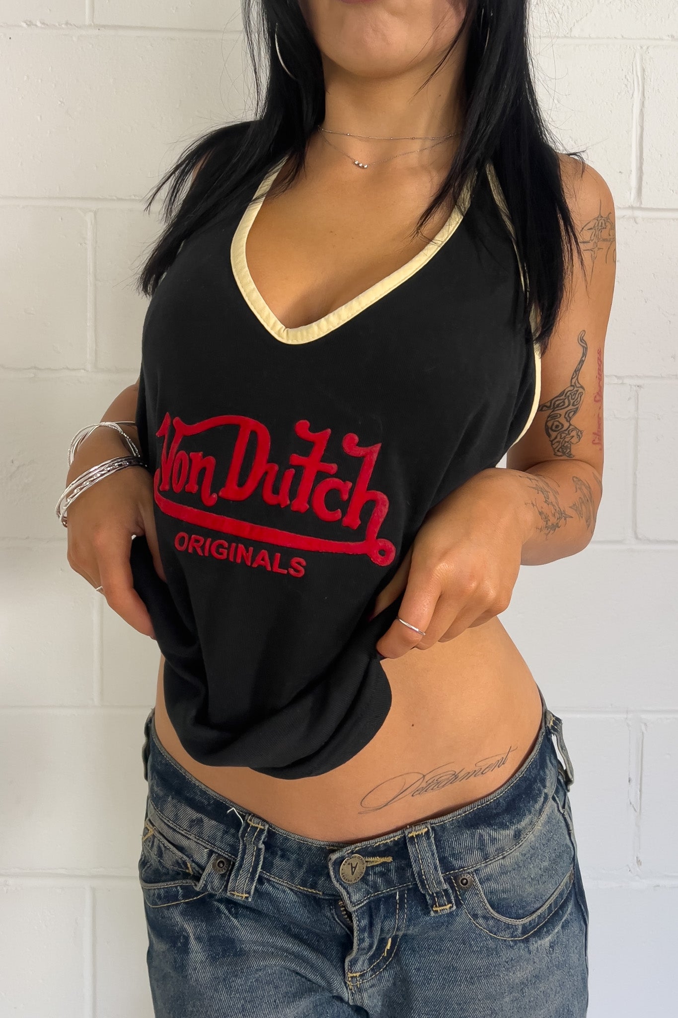 VONDUTCH black + cream + red halter ★ Size est large