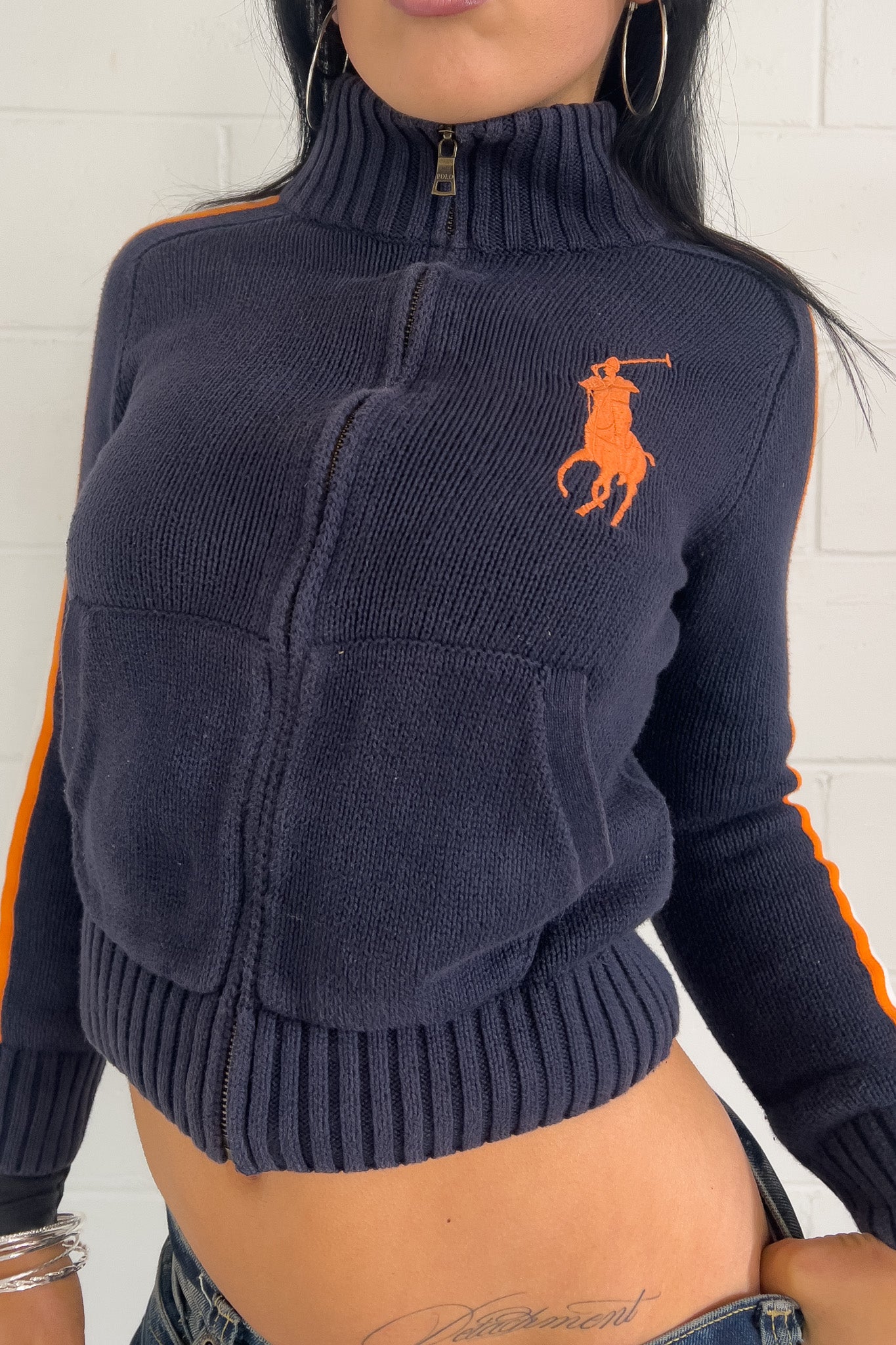 RALPH LAUREN navy + orange jacket ★ Size labelled small