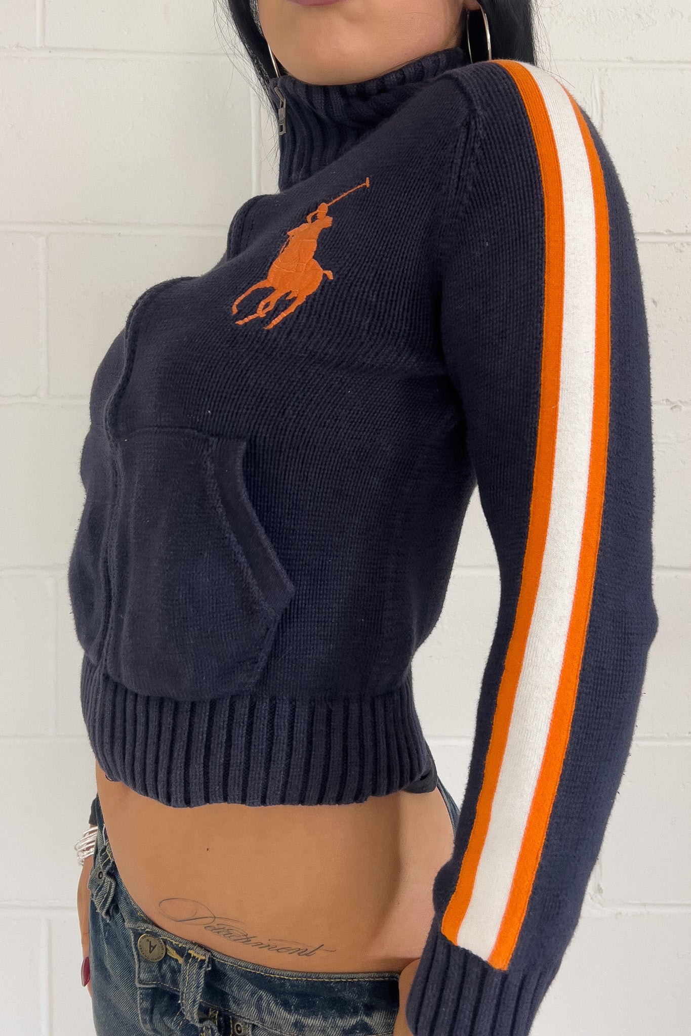RALPH LAUREN navy + orange jacket ★ Size labelled small