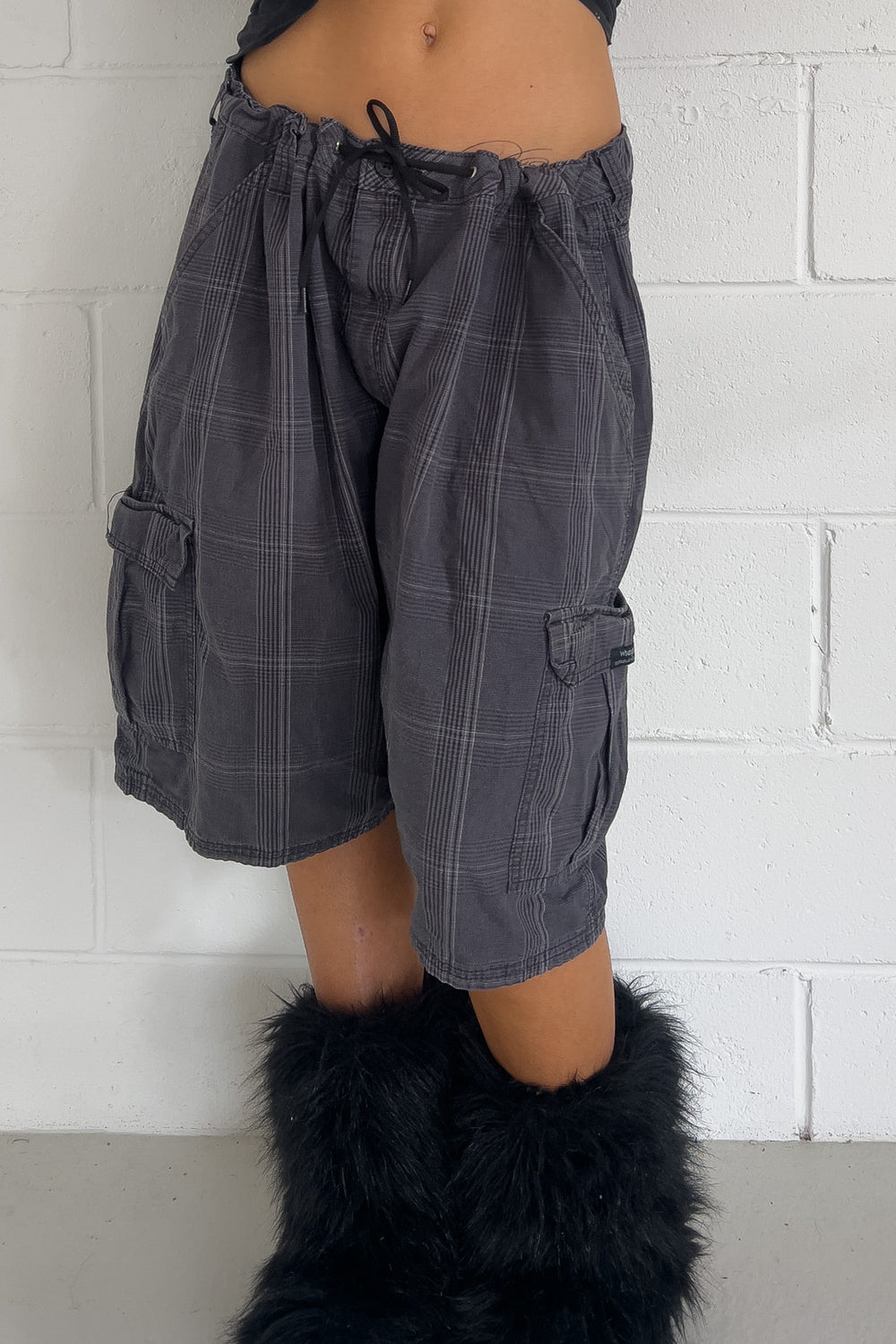 Charcoal plaid shorts ★ One size adjustable waist