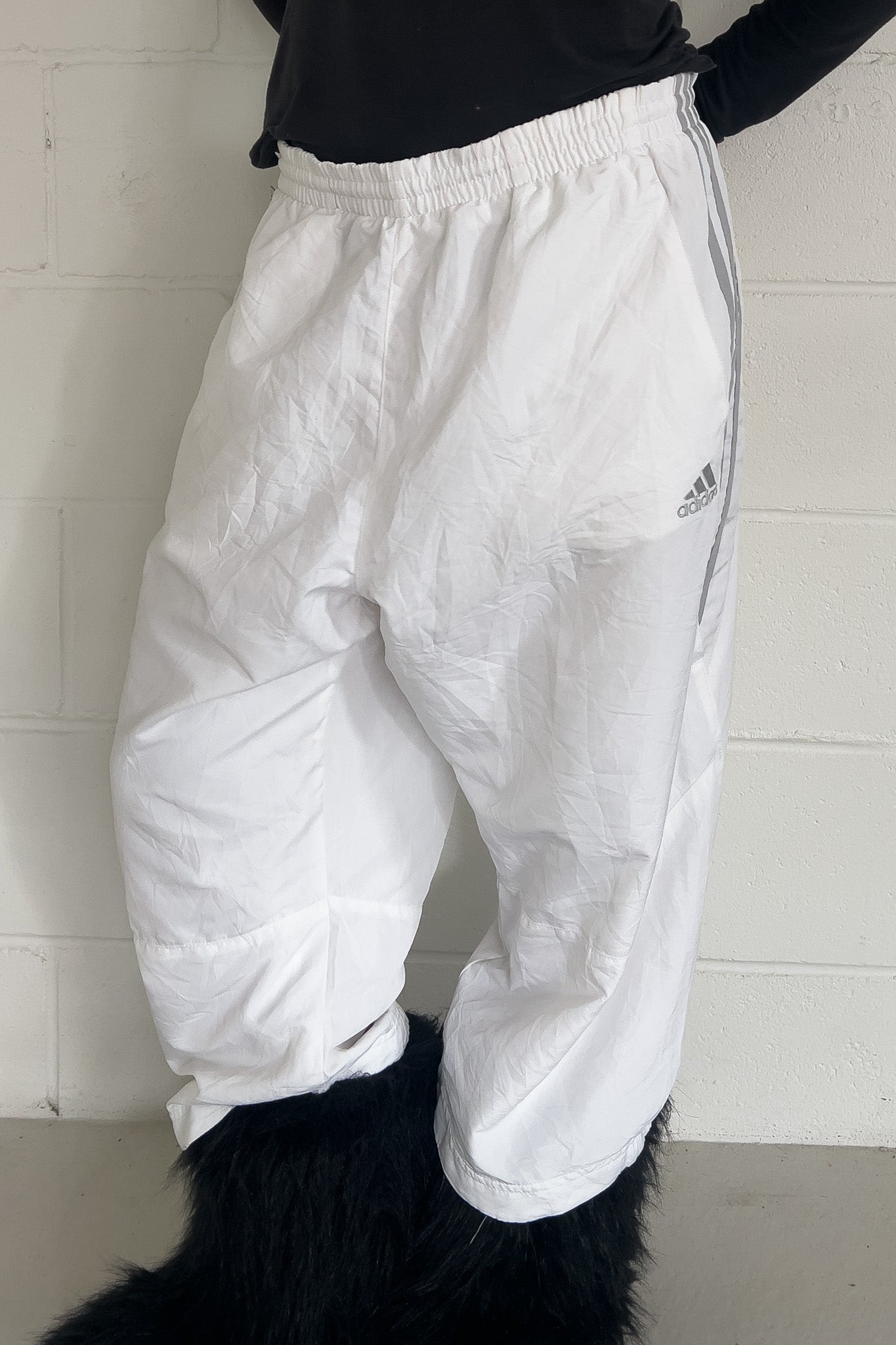 ADIDAS white + grey track capris ★ Size labelled 2XL