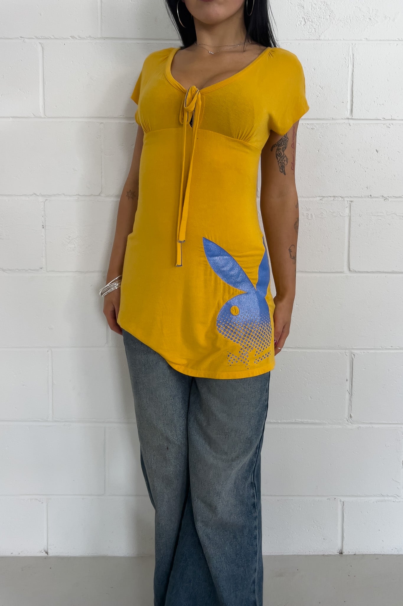 PLAYBOY yellow + blue dress ★ Size labelled small/medium