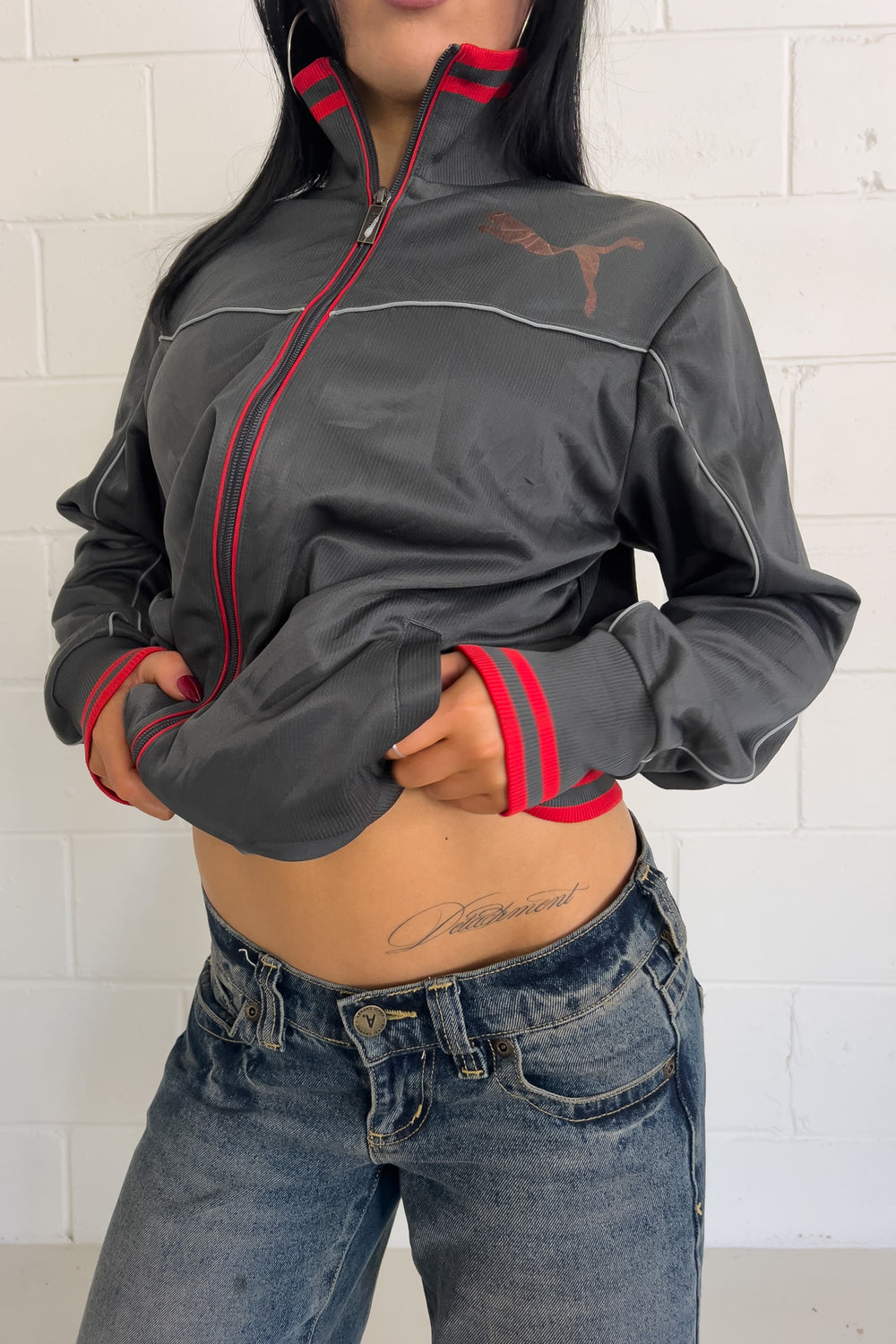 PUMA grey + red track jacket ★ Size labelled large