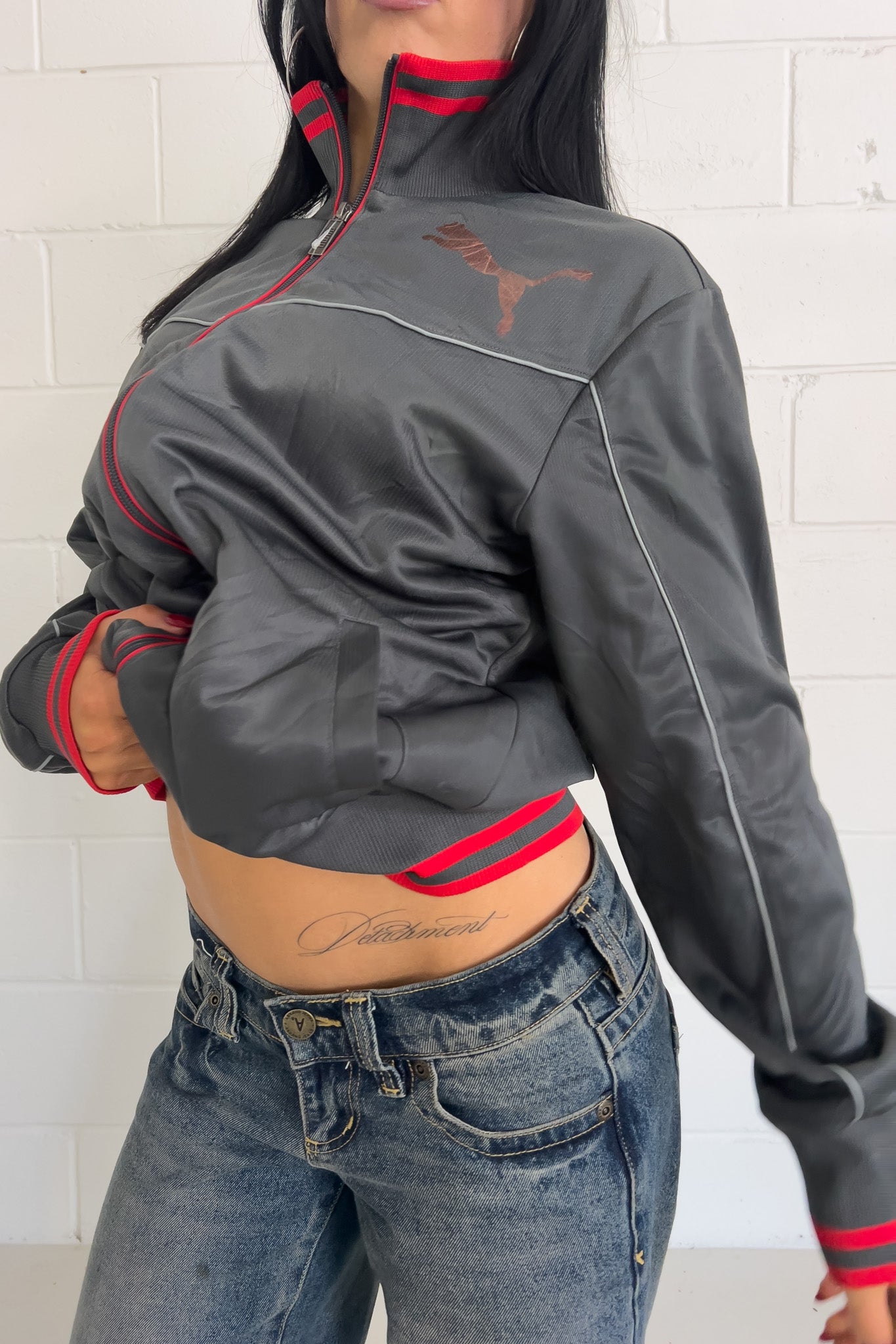 PUMA grey + red track jacket ★ Size labelled large