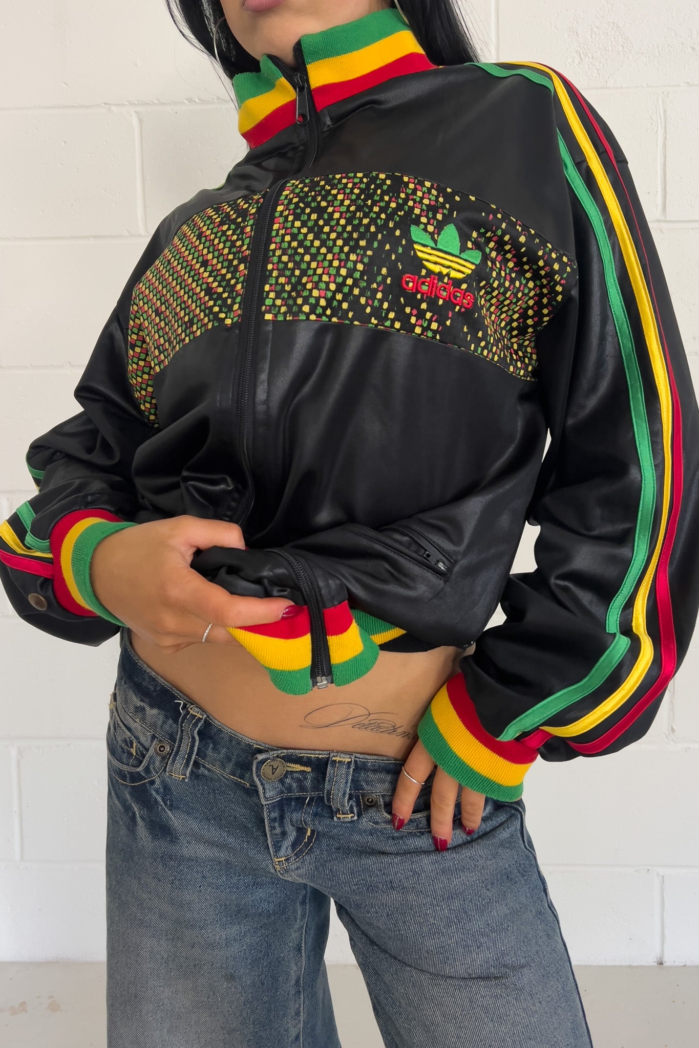 ADIDAS rasta track jacket ★ Size labelled large