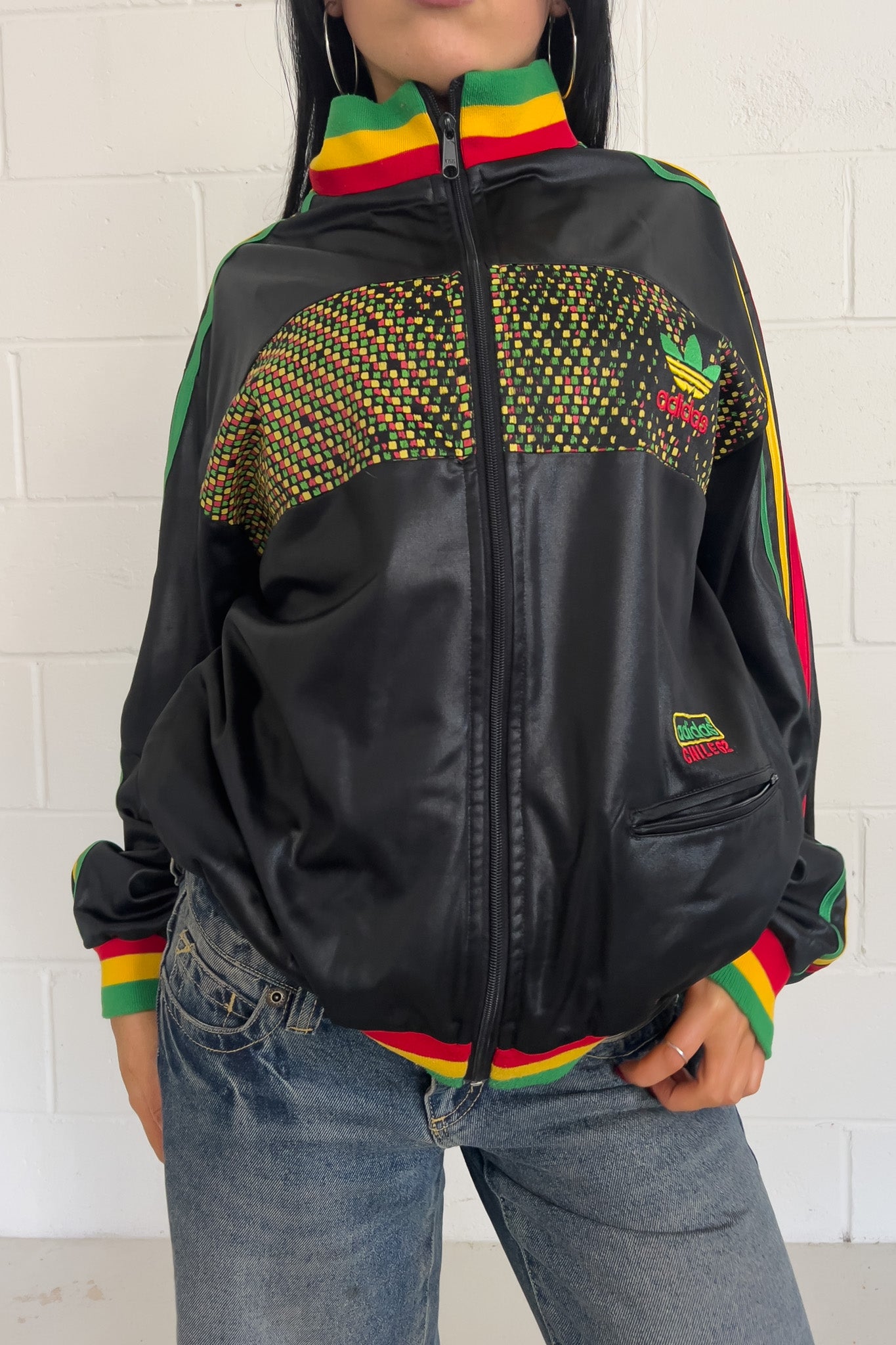 ADIDAS rasta track jacket ★ Size labelled large