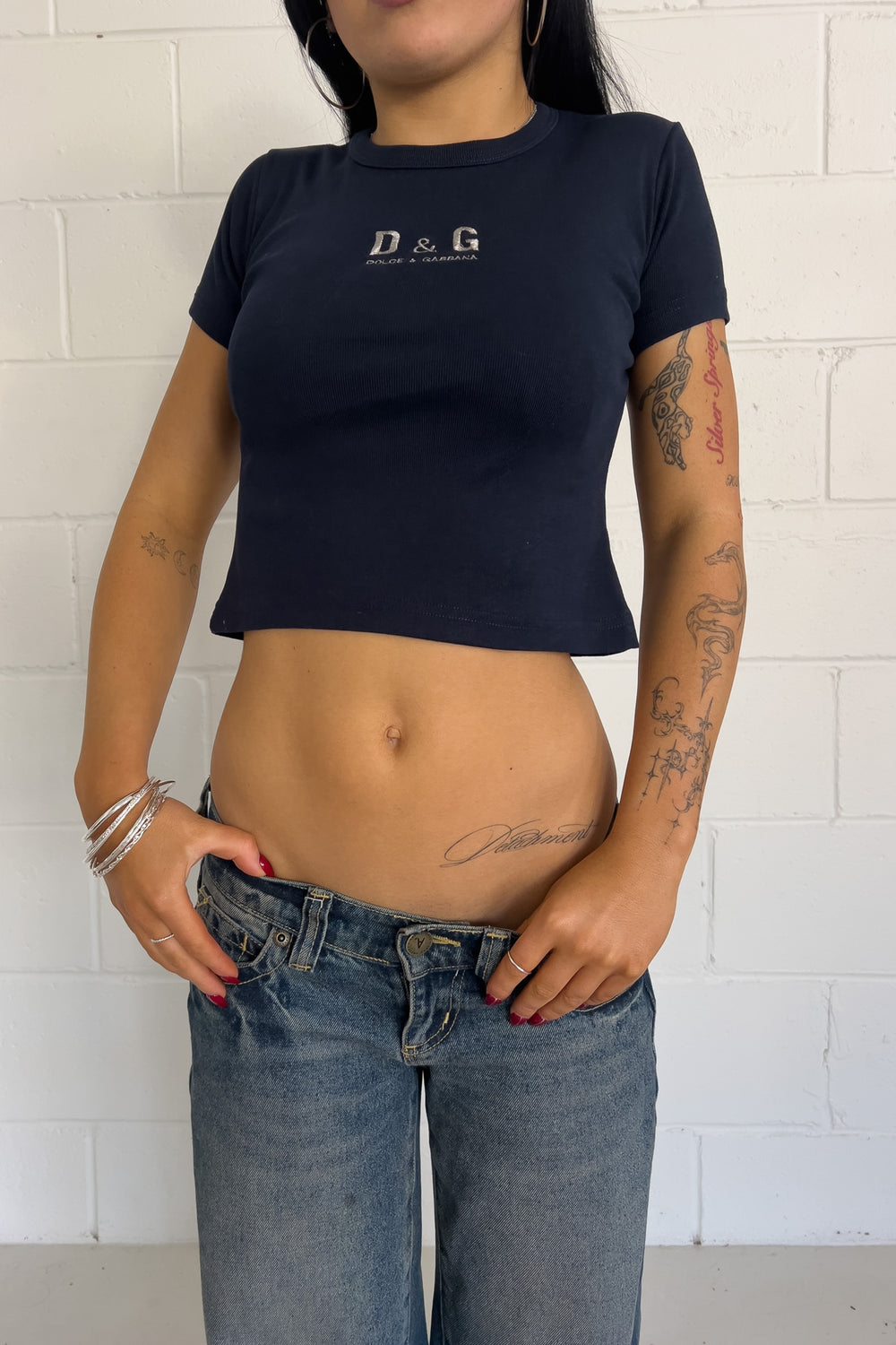 DOLCE & GABBANA navy tee ★ Size est small