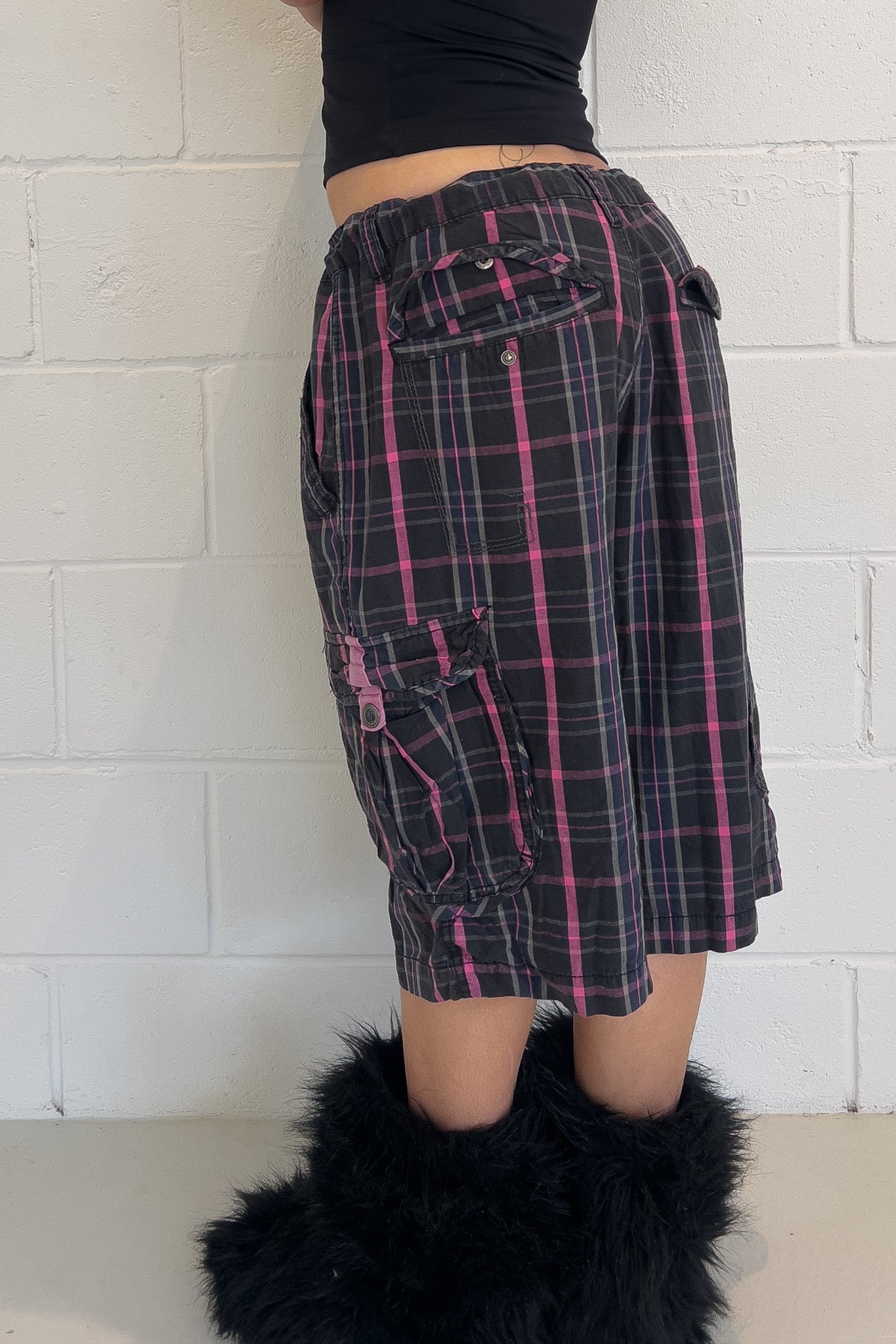 MFDM pink plaid short ★ One size adjustable waist