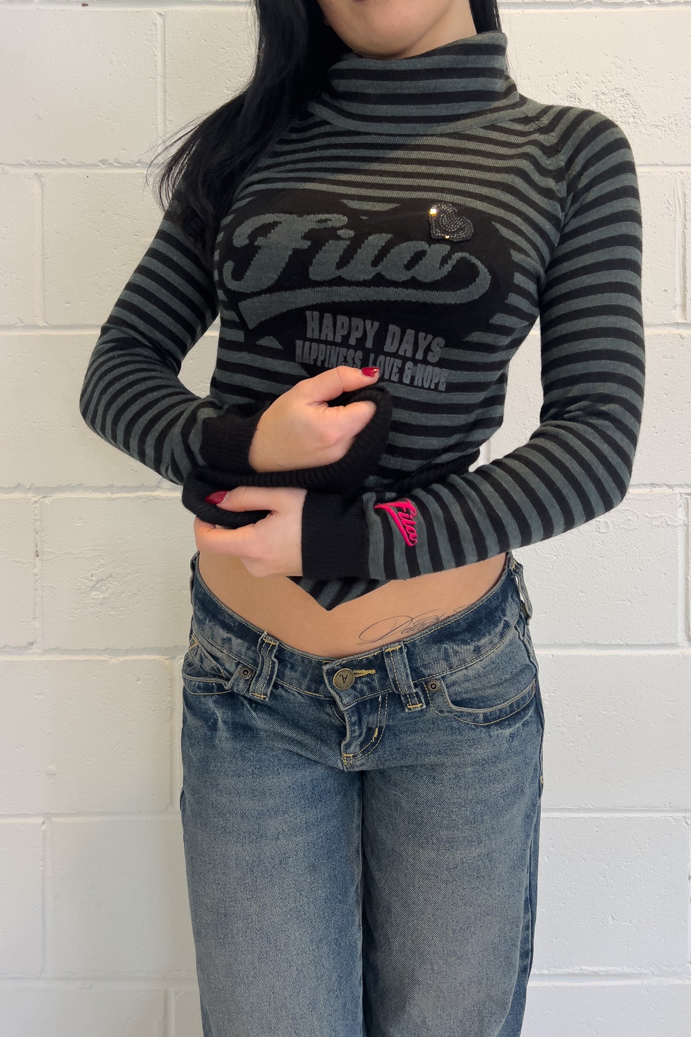 FILA SPORT black turtle knit ★ Size labelled medium