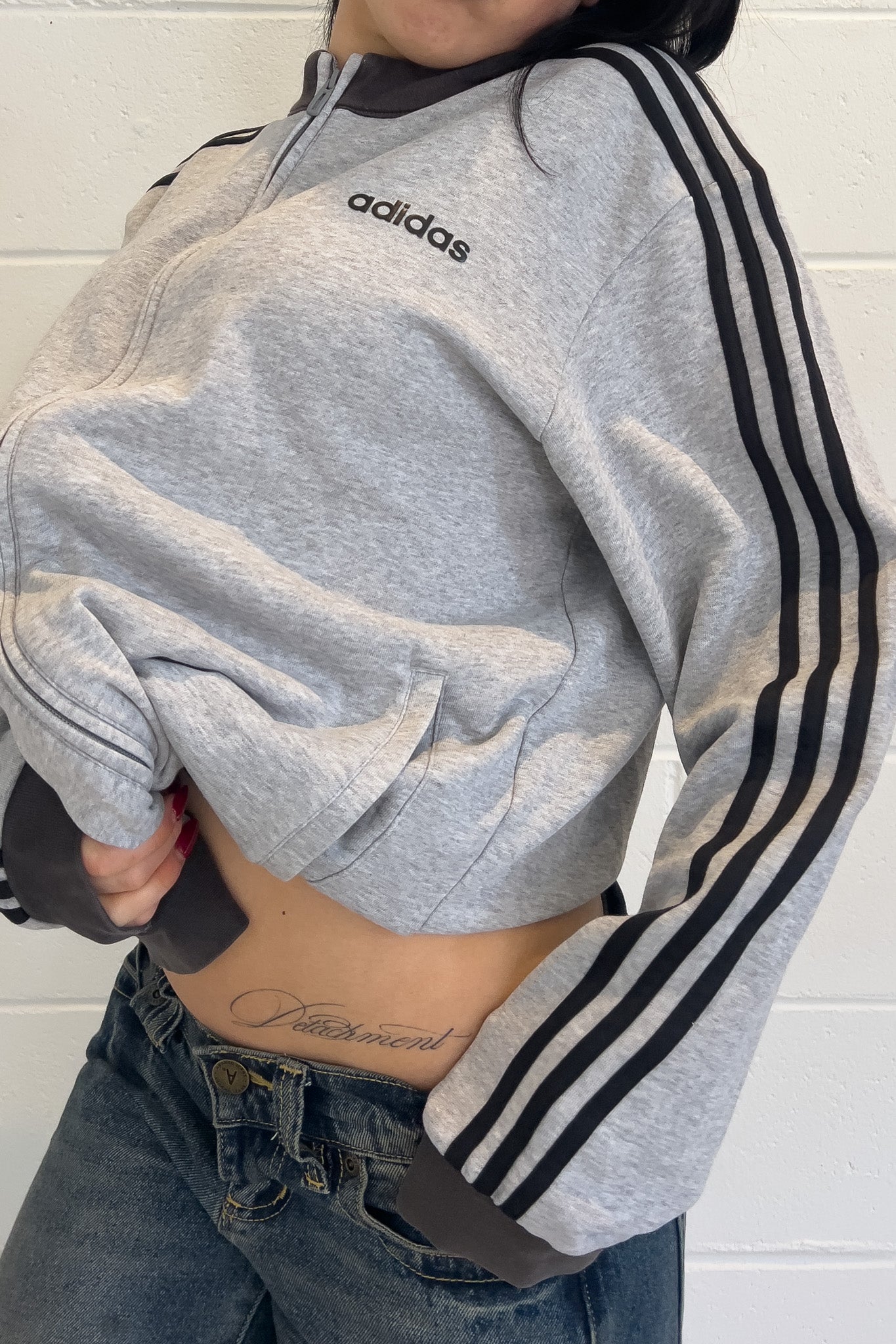ADIDAS grey track jacket ★ Size labelled large