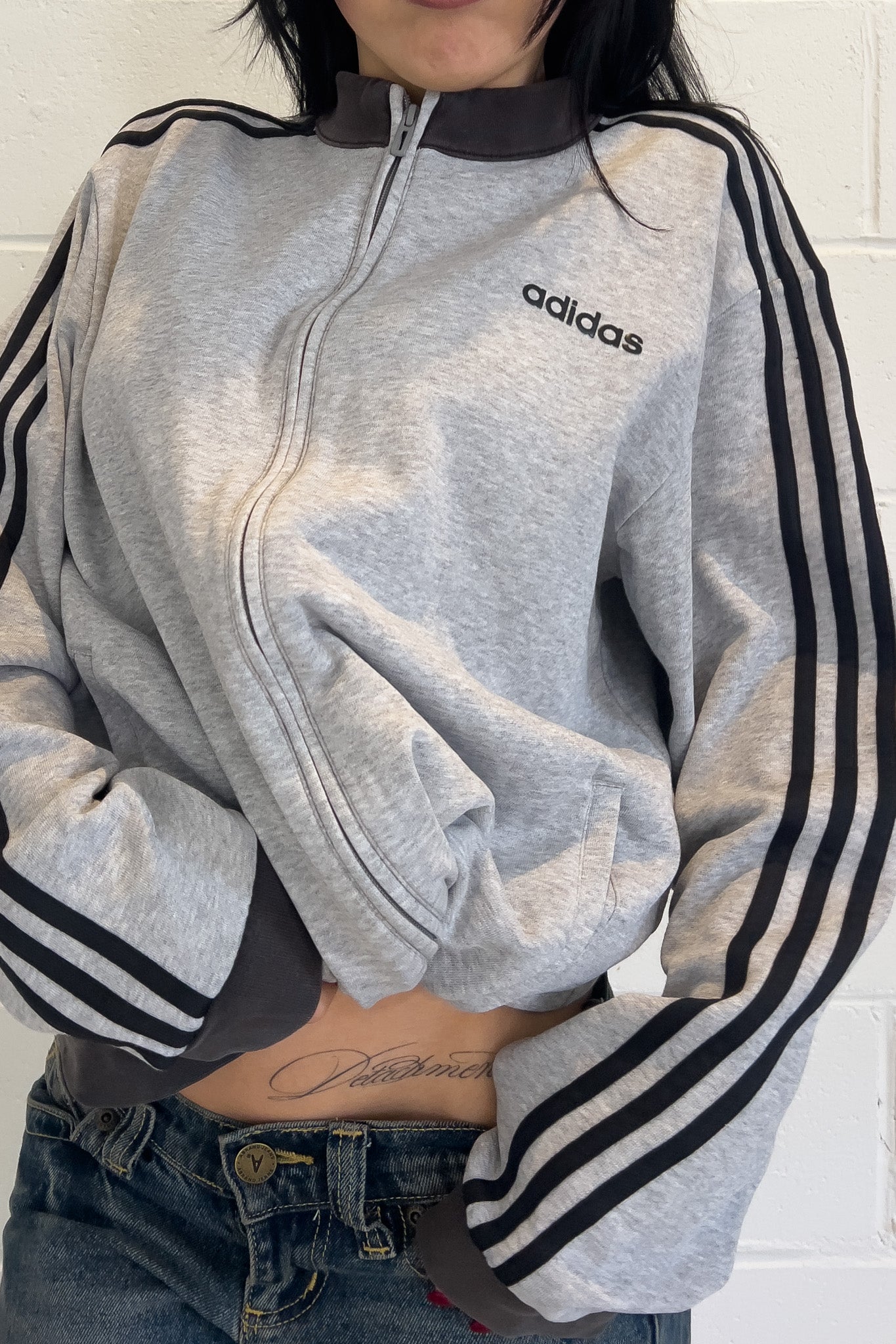 ADIDAS grey track jacket ★ Size labelled large