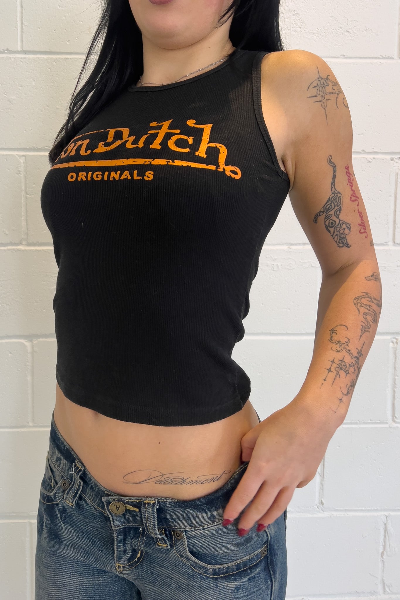 VONDUTCH black + orange tank ★ Size est small