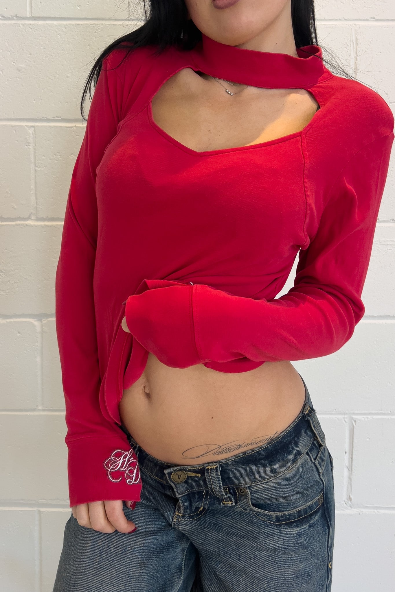 HARLEY DAVIDSON red long sleeve top ★ Size labelled large