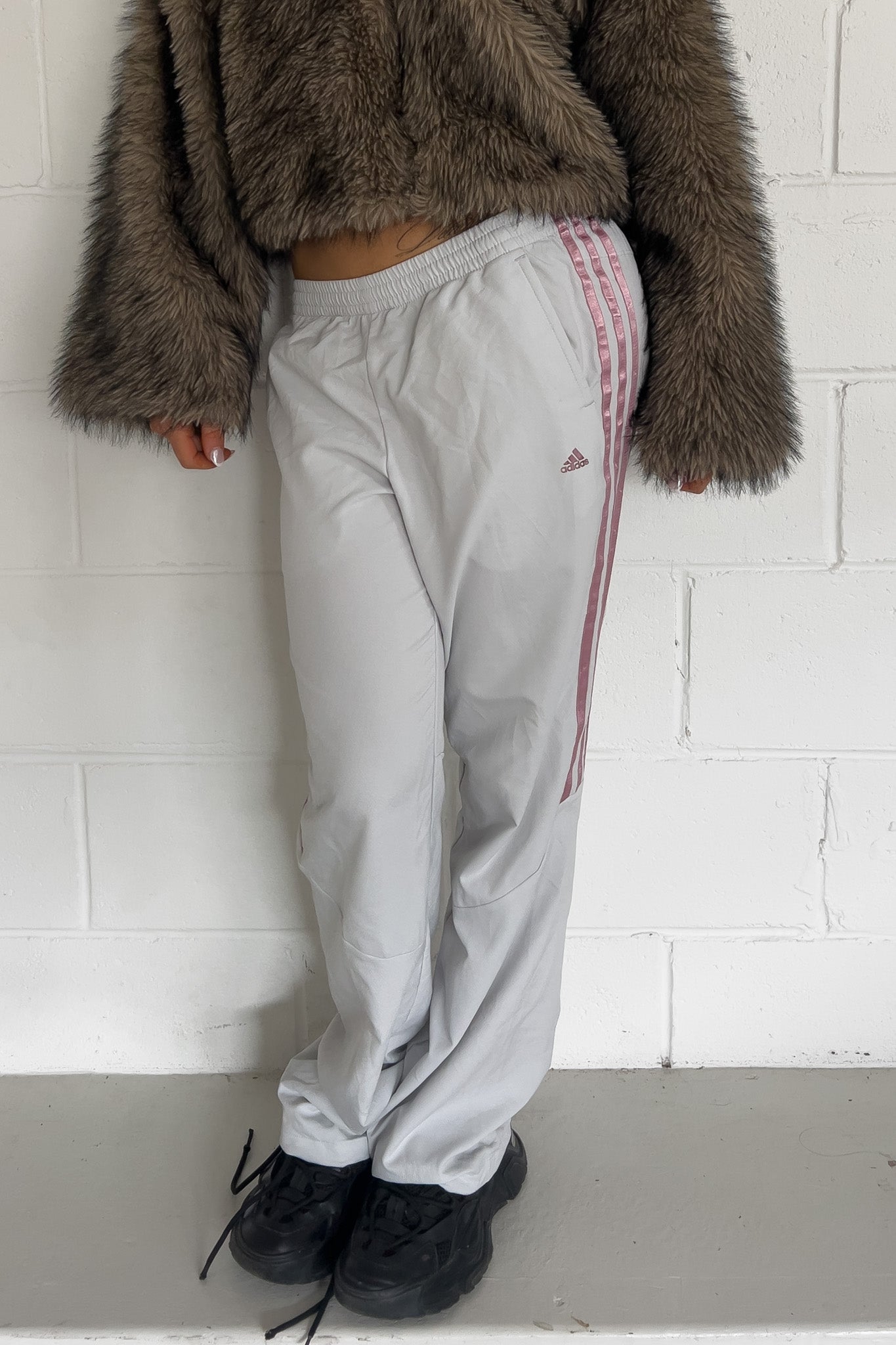 ADIDAS white + pink track pants ★ Size labelled medium