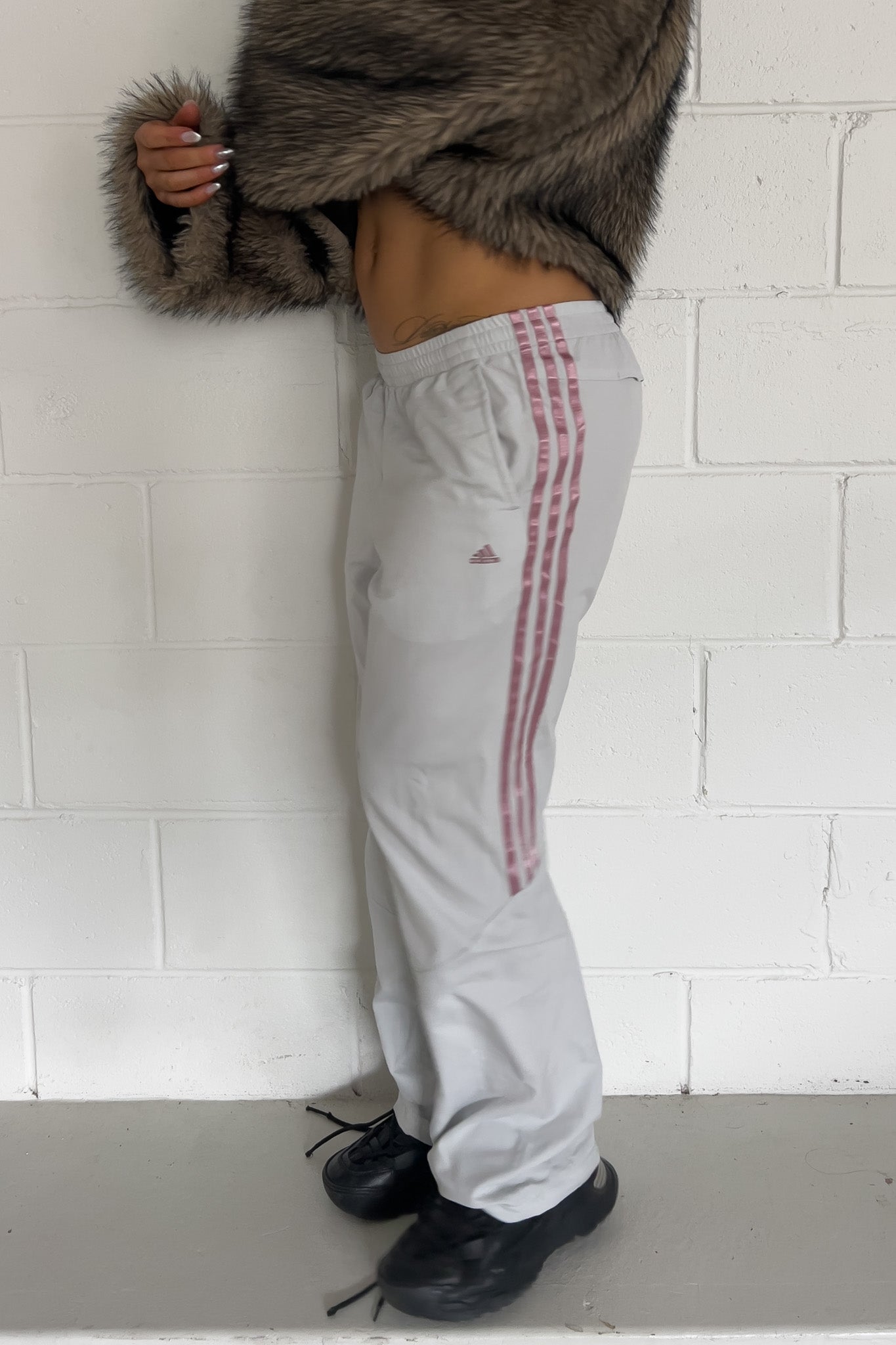 ADIDAS white + pink track pants ★ Size labelled medium