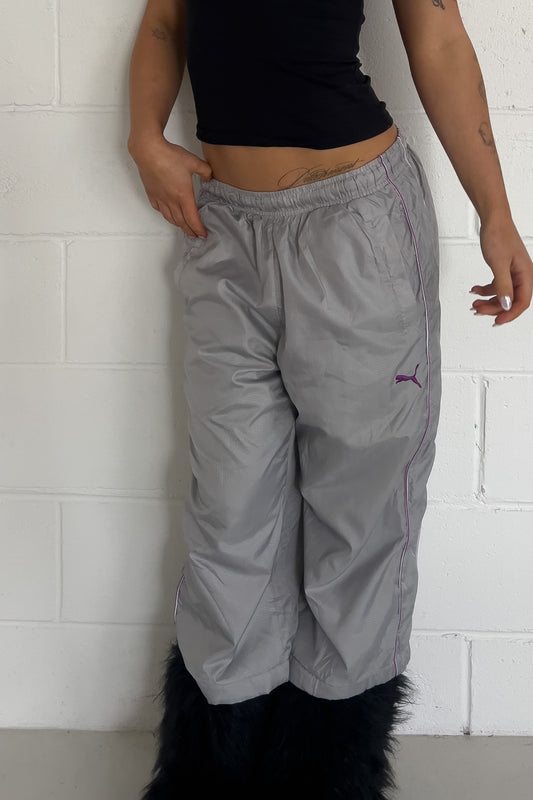 PUMA grey + purple track capris ★ Size est medium