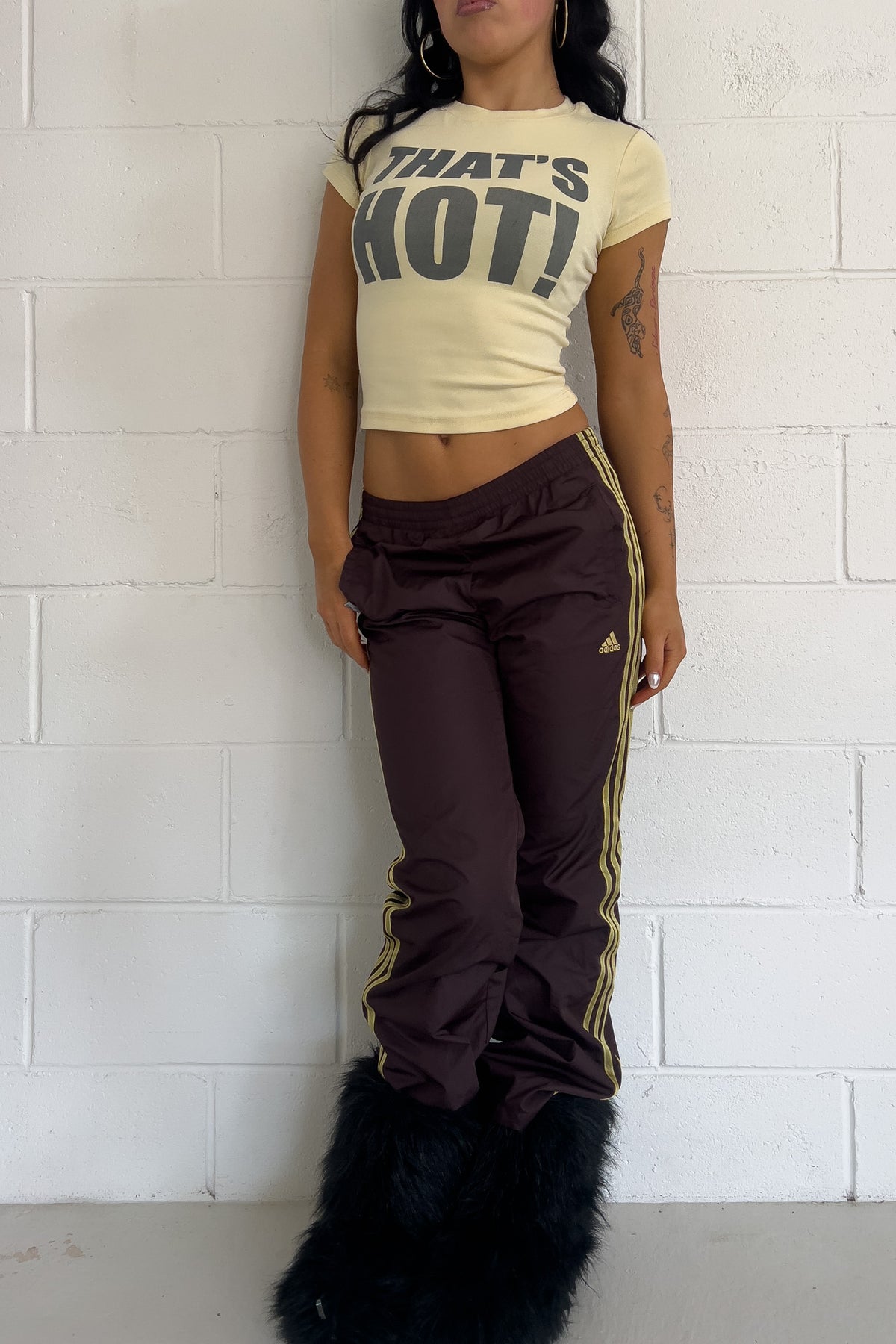 ADIDAS brown + gold track pants ★ Size labelled small
