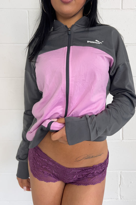 PUMA grey + purple track jacket ★ Size large