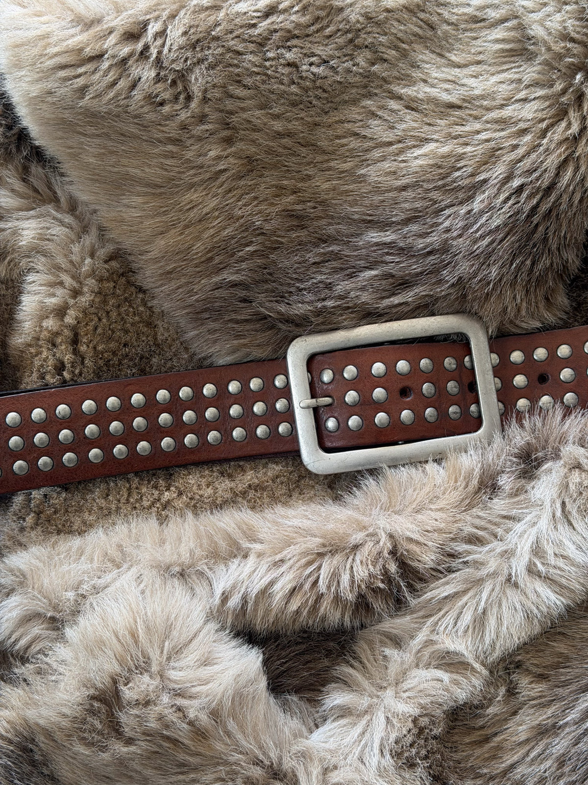 Brown studded square buckle festival belt ★ XS,S,M